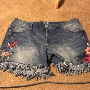 Denim floral shorts